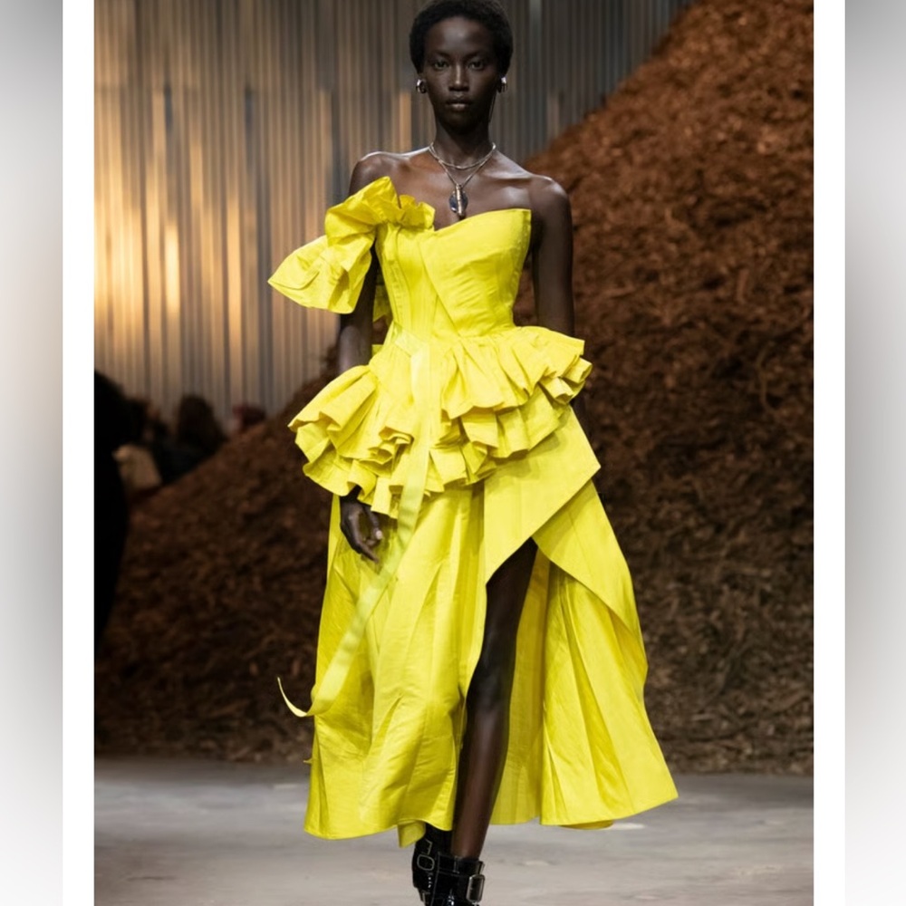 Alexander McQueen Yellow Ruffled Dress